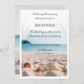 Beach Wedding, Sand, Seashells Reception Kaart (Voorkant / Achterkant)