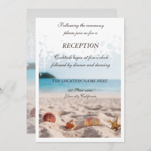 Beach Wedding, Sand, Seashells Reception Kaart