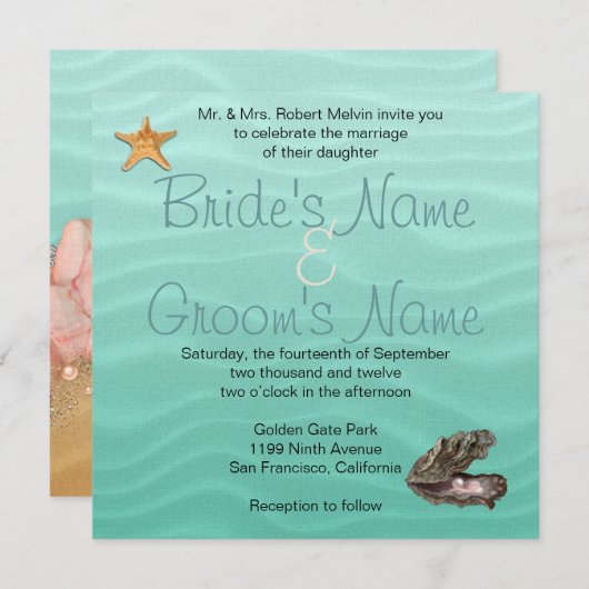 Beach Wedding Sandy Shore Kaart (Voorkant / Achterkant)