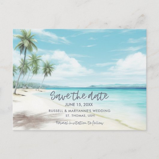 Beach Wedding Save the Date Briefkaart (Voorkant)