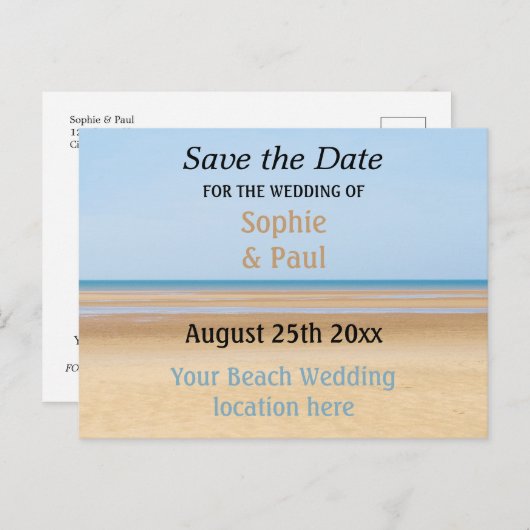 Beach Wedding Save the Date Briefkaart (Voorkant / Achterkant)