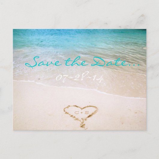Beach Wedding Save the Date Invitation Briefkaart (Voorkant)