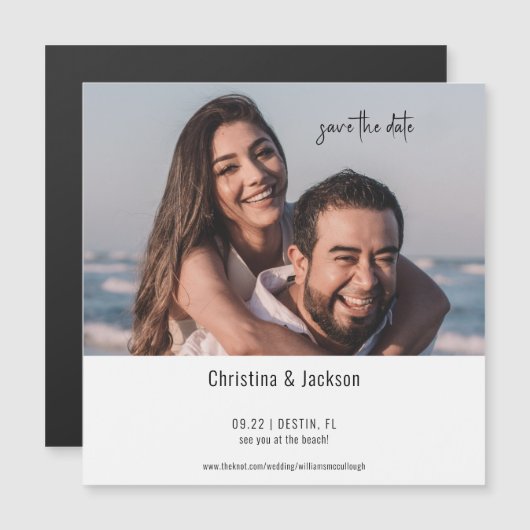 Beach Wedding Save the Date Modern Magnetische Uitnodiging (Voorkant / Achterkant)