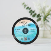 Beach Wedding Save the Date Muziekliefhebber Recor (Staand voorkant)
