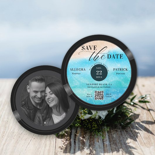 Beach Wedding Save the Date Muziekliefhebber Recor