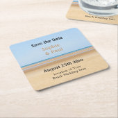 Beach Wedding Save the Date Paper Onderzetter (Schuin)