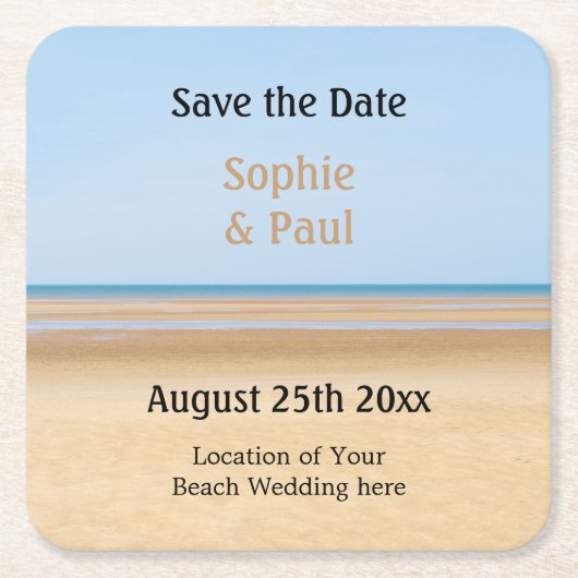 Beach Wedding Save the Date Paper Onderzetter (Voorkant)