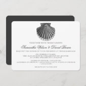 Beach Wedding Scallop Shell Black Kaart (Voorkant / Achterkant)