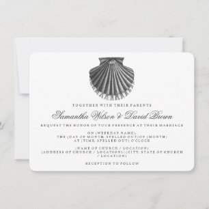Beach Wedding Scallop Shell Black Kaart