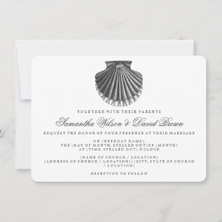 Beach Wedding  Scallop Shell Black Kaart