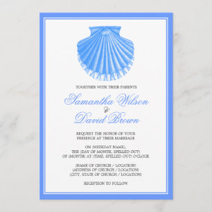 Beach Wedding  Scallop Shell Blue Kaart