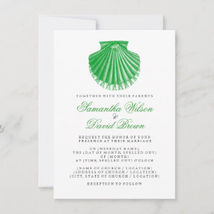 Beach Wedding Scallop Shell Green Kaart
