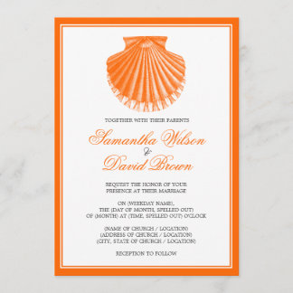 Beach Wedding Scallop Shell Oranje Kaart