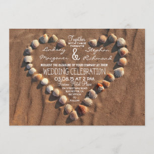 Beach Wedding Sea Shells Uitnodigingen voor de bru