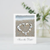 Beach Wedding Seashell Hart Save the Date Aankondigingskaart (Staand voorkant)
