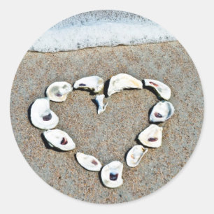 Beach Wedding Seashell Heart Onderzetters Ronde Sticker