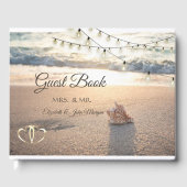 Beach Wedding, Seashell, Light Strings Gastenboek (Voorkant)