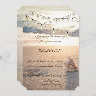 Beach Wedding, Seashell String Lights Reception Kaart