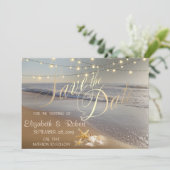 Beach Wedding Seashell String Lights SaveThe Date Save The Date (Staand voorkant)
