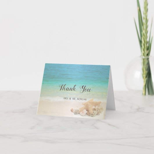 Beach Wedding Seashells Bedankkaart (Voorkant)