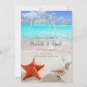 Beach Wedding Seashells lampjes sparen de datum Save The Date (Voorkant)