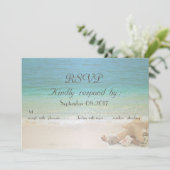 Beach Wedding Seashells RSVP Kaart (Staand voorkant)