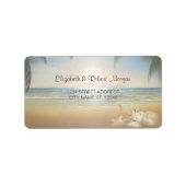 Beach Wedding Seashells, Sunset Wedding Label (Voorkant)