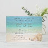 Beach Wedding Seashells Uitnodiging (Staand voorkant)