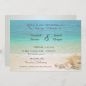 Beach Wedding Seashells Uitnodiging (Voorkant / Achterkant)