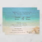 Beach Wedding Seashells Uitnodiging (Voorkant / Achterkant)
