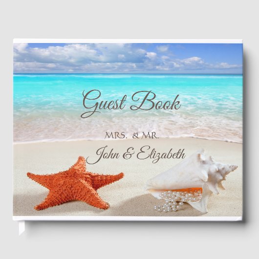 Beach Wedding Seashells Weddenschap Gastenboek (Voorkant)