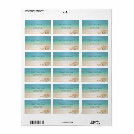 Beach Wedding Seashells Weddenschap Label (Full Sheet)