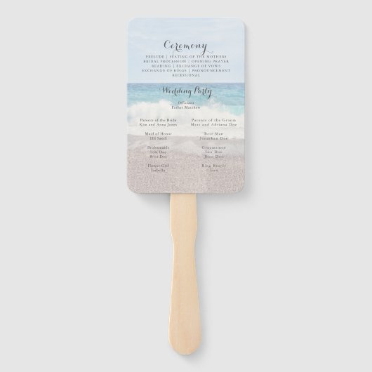 Beach Wedding Seaside/Oceanside Wedding Program Handwaaier (Achterkant)