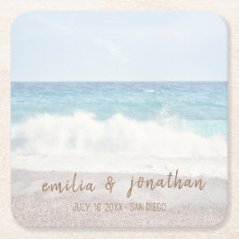 Beach Wedding | Seaside Wedding Vierkante Kartonnen Onderzetter