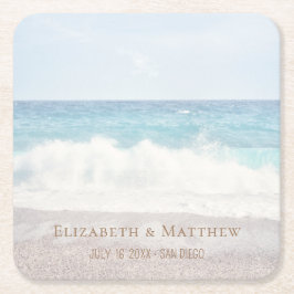 Beach Wedding | Seaside Wedding Vierkante Kartonnen Onderzetter