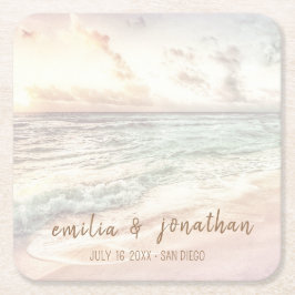 Beach Wedding | Seaside Wedding Vierkante Kartonnen Onderzetter