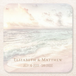 Beach Wedding | Seaside Wedding Vierkante Kartonnen Onderzetter