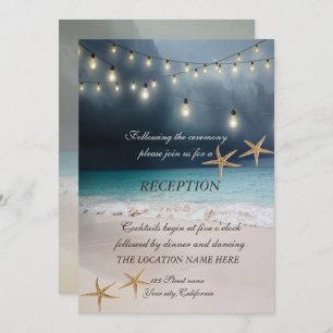 Beach Wedding, Seastars String Lights Reception Kaart
