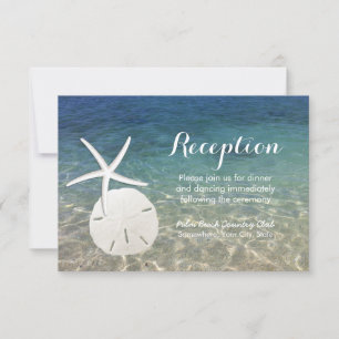 Beach Wedding Starfish & Sand Dollar Kaart
