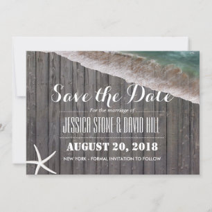 Beach Wedding Starfish Wood Save the Date