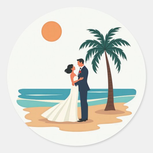 Beach Wedding Sticker (Voorkant)