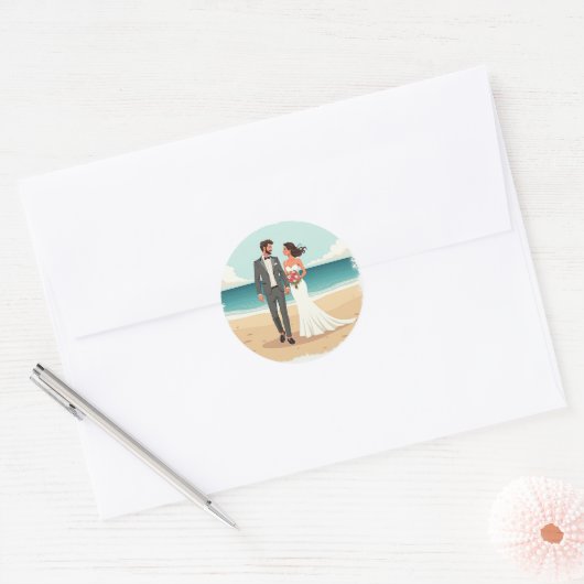 Beach Wedding Sticker (Envelop)