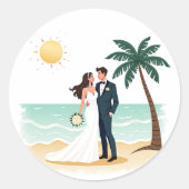 Beach Wedding Sticker (Voorkant)