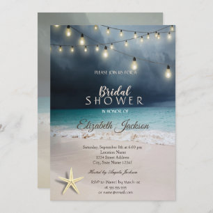 Beach Wedding String Lights Seastar Vrijgezellenfe Kaart