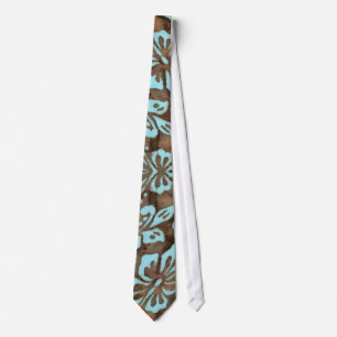 Beach Wedding Stropdas Hibiscus Floral Luau Blue B