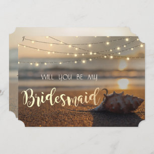 Beach Wedding Sunset Seashell Bridesmaid Kaart