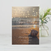 Beach Wedding Sunset Seashell Licht Verloving Kaart (Staand voorkant)