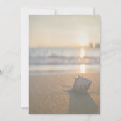 Beach Wedding Sunset Seashell Licht Verloving Kaart (Achterkant)