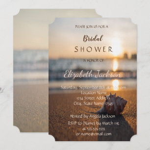 Beach Wedding Sunset Seashell Vrijgezellenfeest Kaart