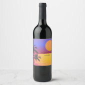 Beach Wedding Sunset Wijn Etiket (Voorkant)
